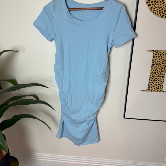 Ingrid & Isabel Blue Side-Ruched Midi Dress (Maternity Friendly) Size Small NWT - Picture 1 of 5